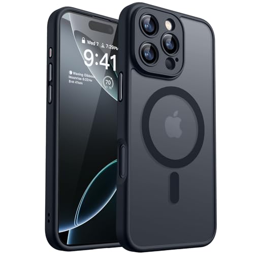 CANSHN für iPhone 16 Pro Hülle mit Kameraschutz für Magsafe (TOP Militärschutz & Magnetkraft) Extrem Haltbarkeit Hülle iPhone 16 Pro Case Stoßfest, Schwarz