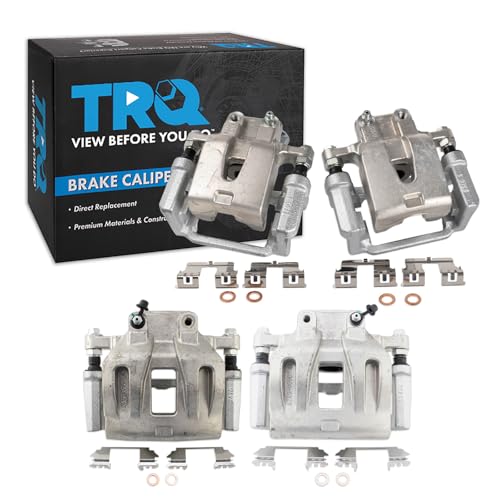 Image of TRQ Front and Rear Brake Caliper Set Zinc Coated Brackets Compatible with 2006-2011 Dodge Charger 2007-2008 Dodge Magnum 2010 Chrysler 300