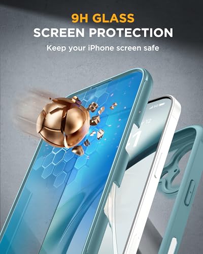 Image of Miracase for iPhone 17 Case 6.3'', Full-Body Military Grade Drop Protection Outdoor Phone case with Built-in Glass Screen &Camera Control,Easy Installation,No Gap,Compatible with MagSafe, Green