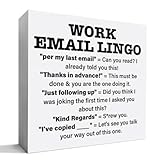 Funny Office Desk Decor Wooden Sign, Sarcastic Office Decoration for Work Women Men, Gifts for Coworker Colleague Boss, Work Email Lingo