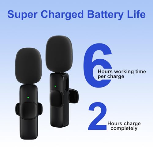 Image of JUDKIOM 2 Pack Wireless Lavalier Microphone for iPhone,Android, USB C, Clip-on Mics, Bluetooth Lapel Mic for Video Recording Interview Vlog YouTube TikTok