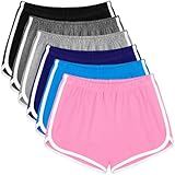 Apoway 6 Packs Dance Shorts Women Cotton Waistband Summer Sports Yoga Shorts for Women
