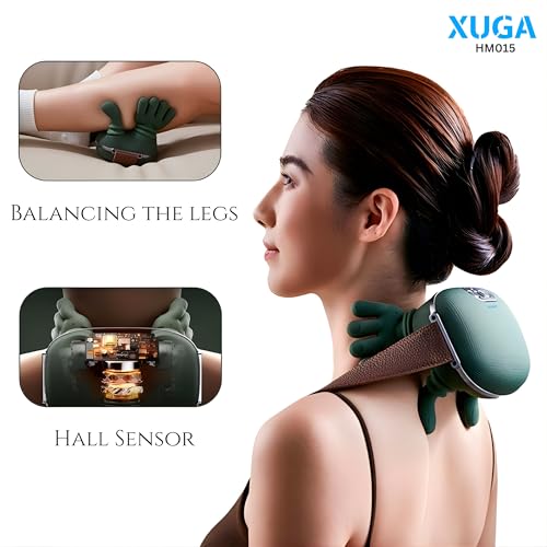 Image of XUGA HM015 Bionic Heated Massager, Wireless Portable Shiatsu Neck and Back Massager, Electric Deep Tissue 4D Kneading Massage, Simulated Human Hand Design for Pain Relief and Muscle Relax