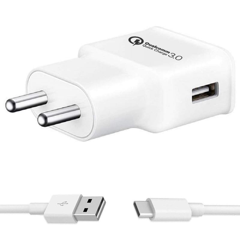 18w type-c charger for lg g5 original qc adapter type c 3.0a high speed fast turbo charge qc 3.0 smart singleport with 1m type-c charging & sync cable (white, smg, sh.y2)