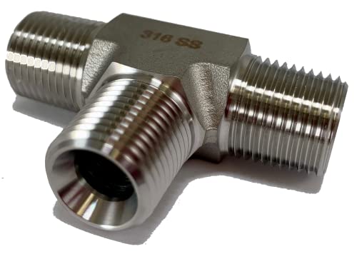 316 Edelstahl 3/8 Zoll NPT männliches Drei-Wege-T-Gelenk, Kegelgewinde für Luft, Flüssigkeit, Wasser, Öl oder Hydraulik Armaturen - Industrielle Luftwerkzeug-Schlauchanschlüsse 316SS Cover