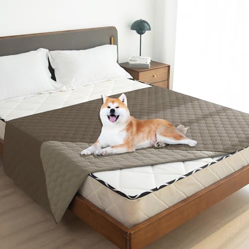 Image of gogobunny 100% Double Sided Waterproof Dog Blanket Soft Pet Bed Cover Reversible Protect Furniture Couch Sofa Car for Puppy Cat Kids (Dark Walnut /Light Walnut, 82x120 Inch (Pack of 1))