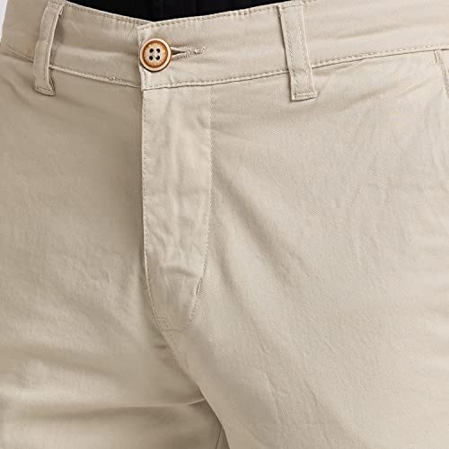 Image of Parx Men Low Rise Tapered Fit Solid Pattern Cotton Spandex Blend Flat Front Casual Trouser