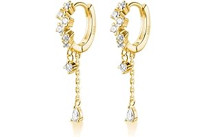 Stunning 925 Sterling Silver CZ Dangly Hoop Earrings: Elevate Your Style