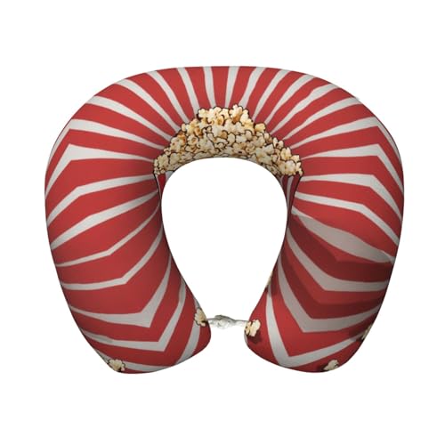 SABFWF Almohada portátil con estampado de palomitas de maíz, almohada personalizada en forma de U, para oficina, hogar, coche, camping, viajes, dormir