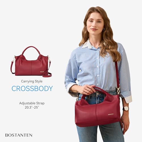 Image of BOSTANTEN Genuine Leather Purses for Women Designer Handbags Crossbody Shoulder Bags Top Handle Satchel with Adjustable Strap