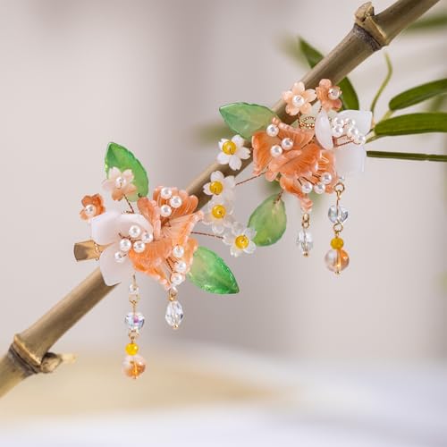 Juego de dos pinzas para cabello con diseño floral y cristales miniatura 2
