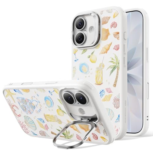 Image of ESR for iPhone 17 Case with Stash Stand, Compatible with MagSafe, Military-Grade Drop Protection Magnetic Phone Case for iPhone 17, Scratch-Resistant Back Cover, Coastal Summer, Cream White