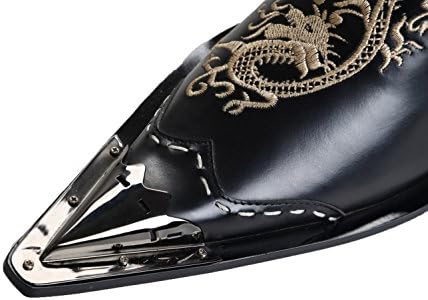 Santimon Chelsea Pointed Toe Western Embroidery Leather Dress Men Shoes Black 11 US | Image 5