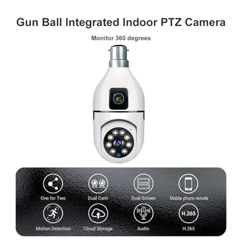 Image of JB Supar Dual Lens 4MP /8MP WiFi Smart Light Bulb Camera for Home | Full HD | Color Night Vision | Two Way Audio | Wireless Indoor Security Camera with Mobile App V380 Pro(Dual Lens Light Camera)