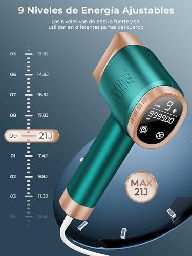 21J Depiladora Laser con Función de Refrigeración, 600-1200NM Depiladora Luz Pulsada con 9 Niveles de Energía, Pantalla Táctil LCD para Mujer y Hombre, Bikini, Axilas, Cara, Cuerpo Verde - imagen 4