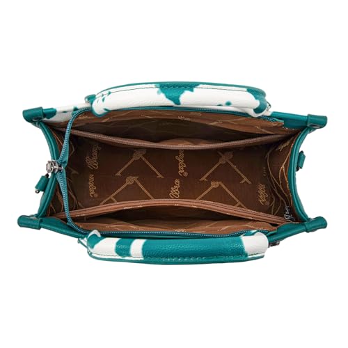 Image of Wrangler Cow Print Tote Bag for Women Western Purse Boho Top Handle Satchel Handbag with Signature Strap