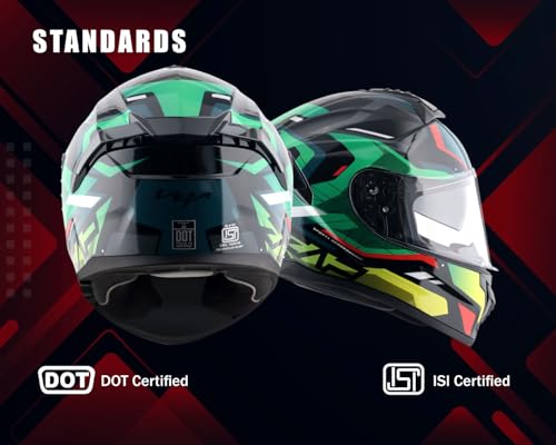 Image of Vega Zap Volt D /V Full Face Motorcycle Helmet with Dual Visor, Shock Absorbing Liner, Comfortable Interior, Lightweight Shell, Aerodynamic Design, and Trendy Black Red Finish Black Red-XL