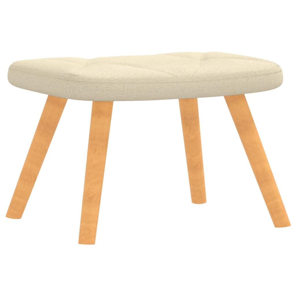 Relaxsessel mit Hocker Creme Stoff moderner Lounge Sessel mit Holzbeinen verstellbar und drehbar für Wohnzimmer Schlafzimmer Büro
