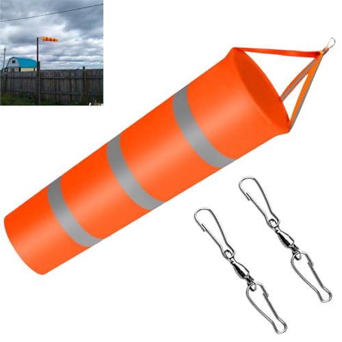 Mangas de Viento para Exterior,Indicador de Viento,con 2 Ganchos,Calcetín de Viento,manga de viento para exteriores Bolsa Reflectante para medición de Viento,80cm