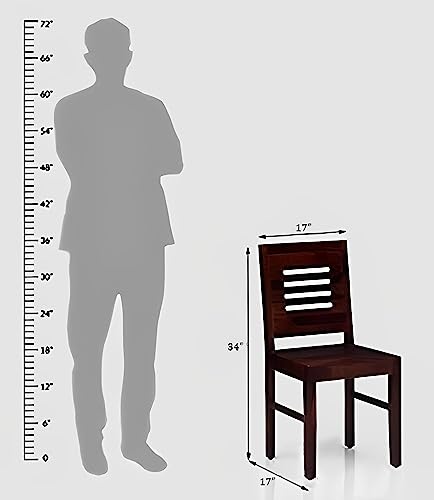 Image of Solid Sheesham Wood Set of Two Dining Chairs for Dining Room | Study Room | Office | Guest Room | Finish Color - Walnut Finish |