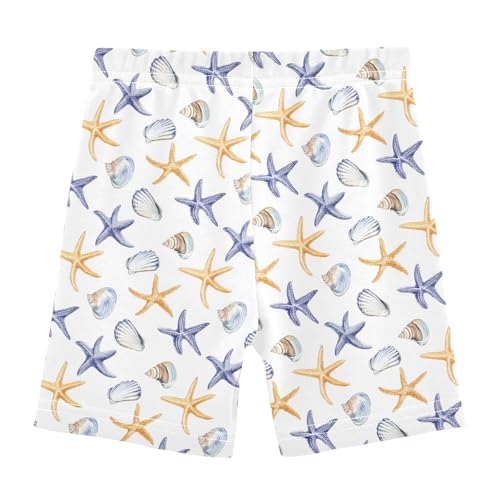 Watercolor Shells Pattern Girls Shorts Elastic Waist Sports Shorts Girls Leggings Pants for 4-10 Years2