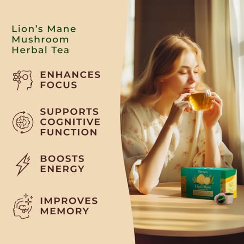 Image of Gya Tea Co Lion's Mane Mushroom Tea Gift Set (16 Count) - Decaf Tea Pod for Lovers Get Well Gifts - Manually Harvested - Enjoy Hot or Iced