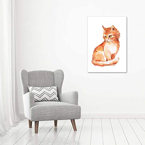 Mural art chat rouge en décoration chaleureuse format 70x100 cm