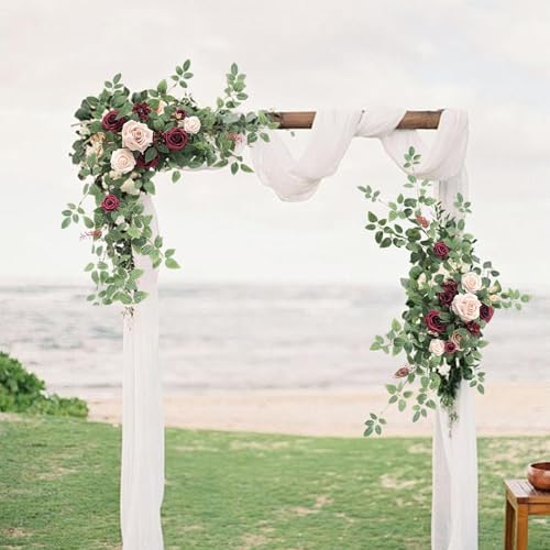 Guirlandes Florales Artificielles Mariage Bordeaux Premium - 5