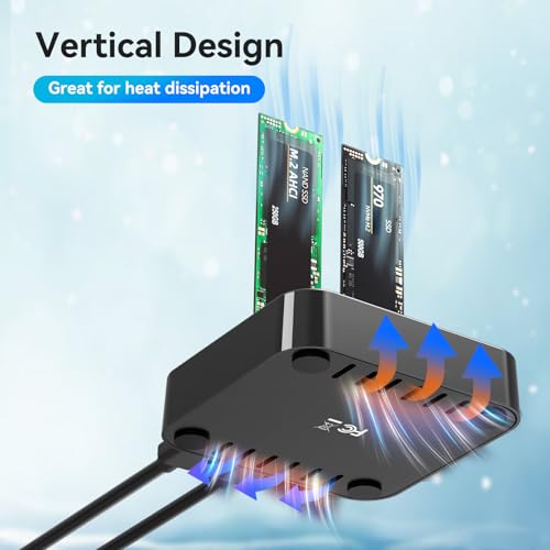 Image of Rosewill M.2 NVMe Cloner + Eraser, M.2 Duplicator Dual Bay NVMe Enclosure, Tool-Free 20Gbps USB3.2 Gen 2X2 SSD to USB Adapter M.2 Docking Station for M Key PCIE NVMe SSD Reader, Offline Clone & Erase
