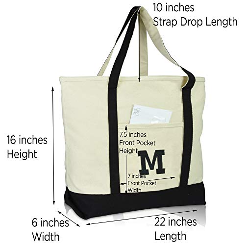 Bolso Tote personalizado con letra M en negro miniatura 3