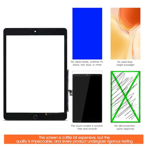 AGCUT Digitizer für iPad 9 2021 Touch Screen für iPad 9th Generation 10.2 2021 A2602 A2603 A2604 A2605 Front-Touchscreen Inklusive Reparaturteil (Schwarz mit Homebutton)