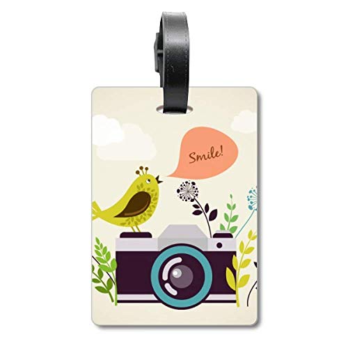 Étiquette valise voyage oiseau appareil photo : accessoire identification bagage avion