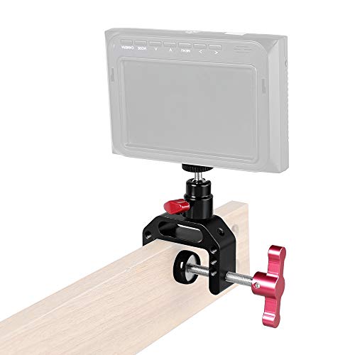 Image of CAMVATE C Clamp Articulated 1 /4 inch-20 Mini Ball Head Support Holder (Red Locking Knob) - 2172