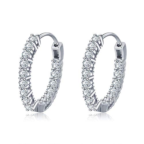 QMM earring Pendant earrings sTrendy 925 Sterling Silver Hoop Earrings for Women Cubic Zirconia Stone Jewelry Gift for Girl