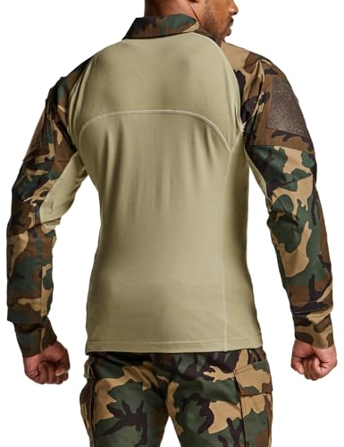 Image of CQR Men's Tactical Combat Shirt, 1 /4 Zip Long Sleeve Breathable Military BDU Training Top for Shooting, Hunting, Range Use