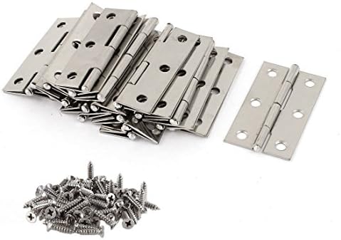 HAIYASI 20 PCS Folding Butt Hinges Silver Tone Home Furniture Hardware Door Hinge with 120 PCS Stainless Steel Screws