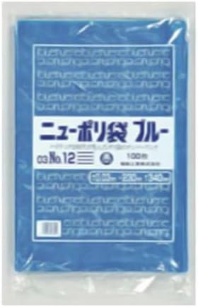 福助工業 ローデンポリ袋 ニューポリ規格袋 ブルー 0.03 No.12 1ケース 100個&times;30セット入 445215