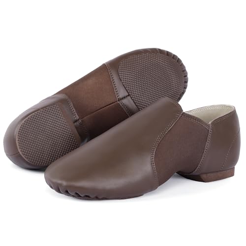Image of Linodes Leather Upper Jazz Shoe Slip-on for Women and Men's Dance Shoes