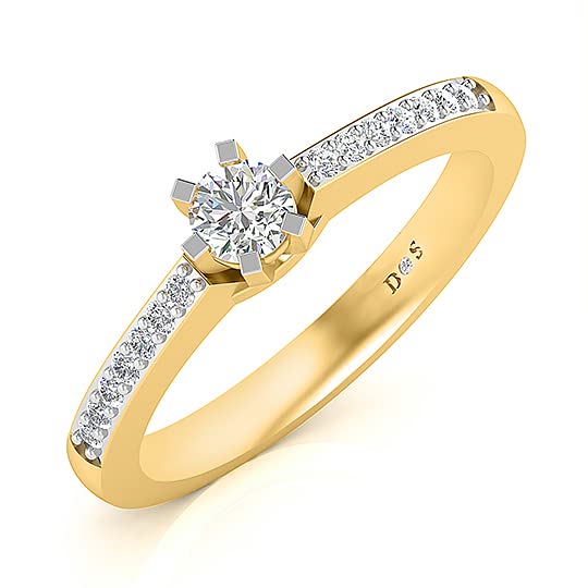 Divine SolitairesTiffany Style Round Cut Solitaire Ring For Her RF1373 (Sol. Diamond 0.20 Carats, E Color, SI1 Clarity, 18kt Gold Mount- 2.87 Gms.)