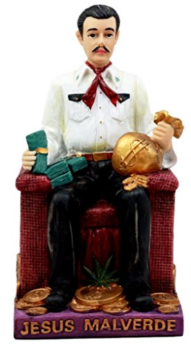 Atlantic Collectibles Jesus Malverde Statue Angel of The Poor Sinaloa Religious Figurine Mexico Decor 6.25" Tall