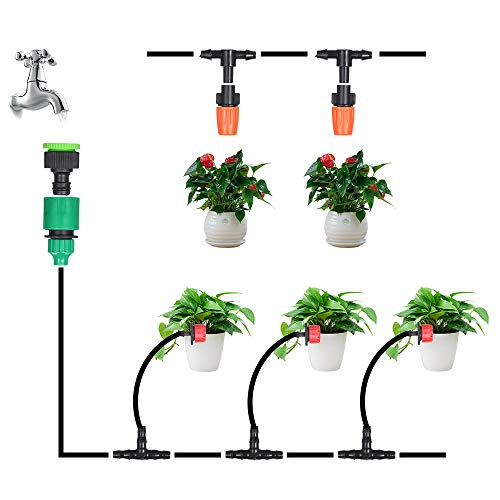 KKmoon DIY Saving Water Sistema de irrigação por micro-gotejamento automático para jardim e estufa d