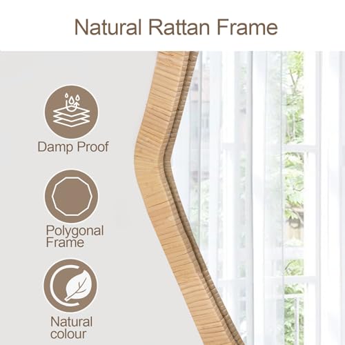 ULIKE Rattan Mirror for Wall, Bathroom 30 Inch Rustic Farmhouse Wall Decor with Handmade Wicker Frame, Boho Woven Mirror for Nursery Bedroom Living Room Entryway - Image 8