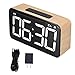 Sveglia Digitale, Elegante e Facile da Usare 6 Pollici 6 luminosità Regolabile Sveglia con Schermo a LED Ricarica USB venatura del Legno per Camera da Letto