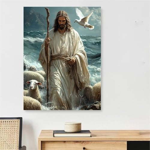 Peinture par Numéro Jésus Adulte Fatigué du Stress ? Toile Antistress 90x150cm Prête à Peindre