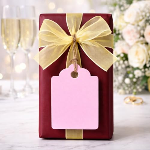 Image of CVANU 100pcs Premium Color Tag Blank Hanging with Pre-Punched Hole Tags for DIY Crafts, Gift Wrapping, Labelling & Writable Decorative Tags for All Occasions (2.85in X 1.7in) Light Pink2