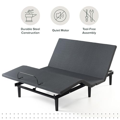 Image of Zinus Nadia Adjustable Bed Frame, Electric Reclining Platform Bed Base, 5-Function Wireless Remote, Independent Head and Foot Incline, Easy, Tool-Free Assembly, Twin XL