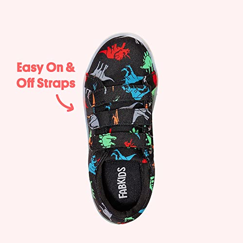 FabKids Boys Light Up Sneakers Cute Dinosaur Canvas Shoes Fashion Hook and Loop Tennie Shoes for Kids3