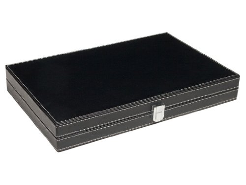 Set de Backgammon de Viaje en Cuero Sintético - Campo de Terciopelo Incrustado, 15 pulgadas, Negro miniatura 5