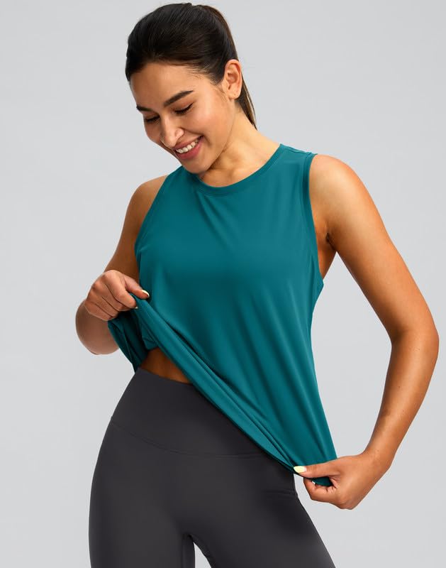Image of Women's Workout Tops Racerback Athletic Tank Tops Sleeveless Loose Fit Yoga Running Gym Shirts for Women