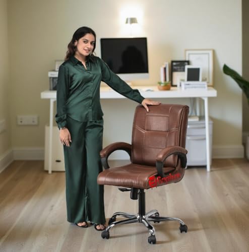 Image of GOYALSON Comfortable Revolving Chair for Director Principal Manager Office with arm Rest with Wheels and Cushioned seat Back (2, Brown, Heavy 1)